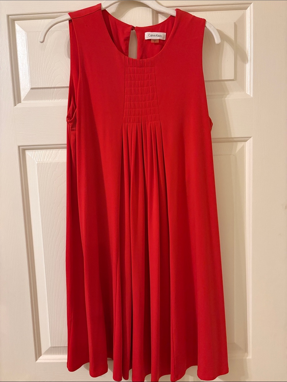 Calvin Klein Bright Red Pleated Swing Dress